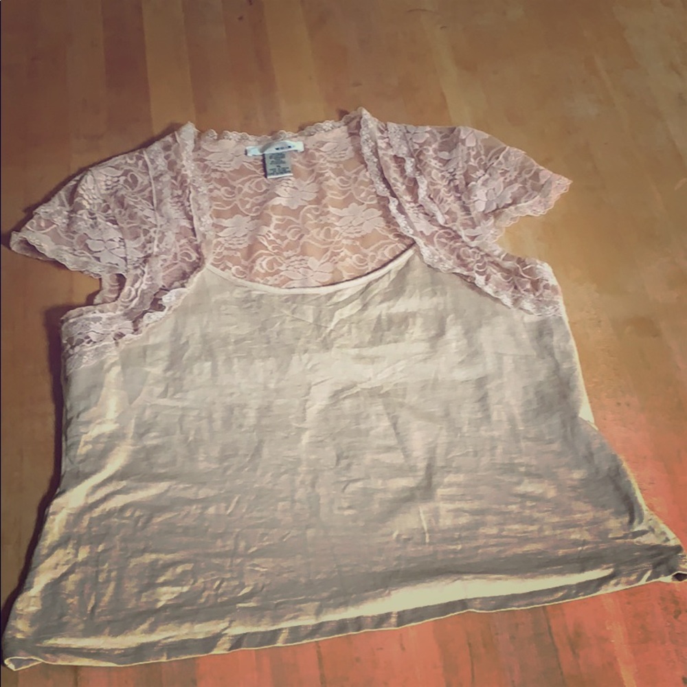 Beige Lace Stretchy Crop Top